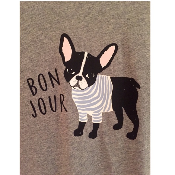 🚫NWT KATE SPADE  Frenchie Tee Bonjour Dog Top M - Picture 3 of 7